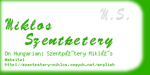 miklos szentpetery business card